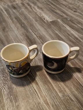 Ceramic Espresso Mugs (Set of 2) - Black and Cream
